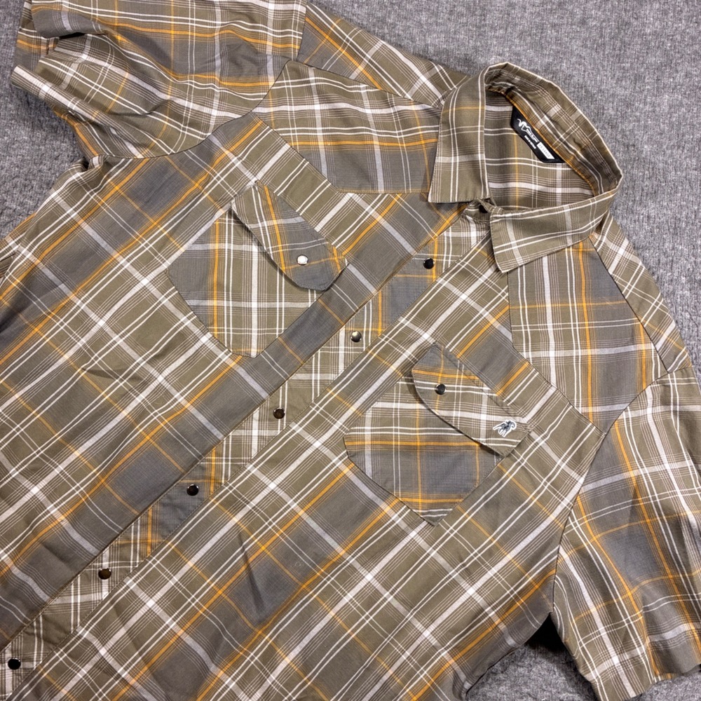 Stone Glacier Breaks Snap Front Shirt Mens 2XL Brown Plaid Short Sleeve Gorpcore